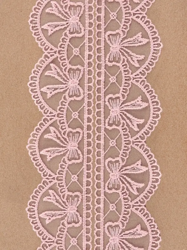 Кружево на сетке, 55 мм, 11&plusmn;1 м, нежно-розовое