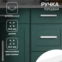Ручка профильная мебельная торцевая CAPPIO RP101WH, м/о 224 мм, белая, 4 шт.