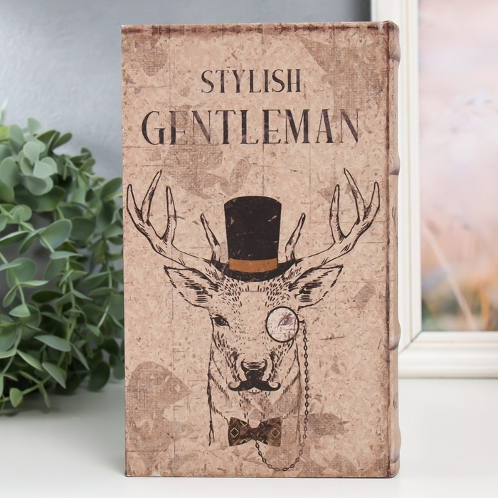 Сейф-книга дерево кожзам Сейф-книга дерево кожзам "Олень в цилиндре и с пенсне" 21х13х5 см