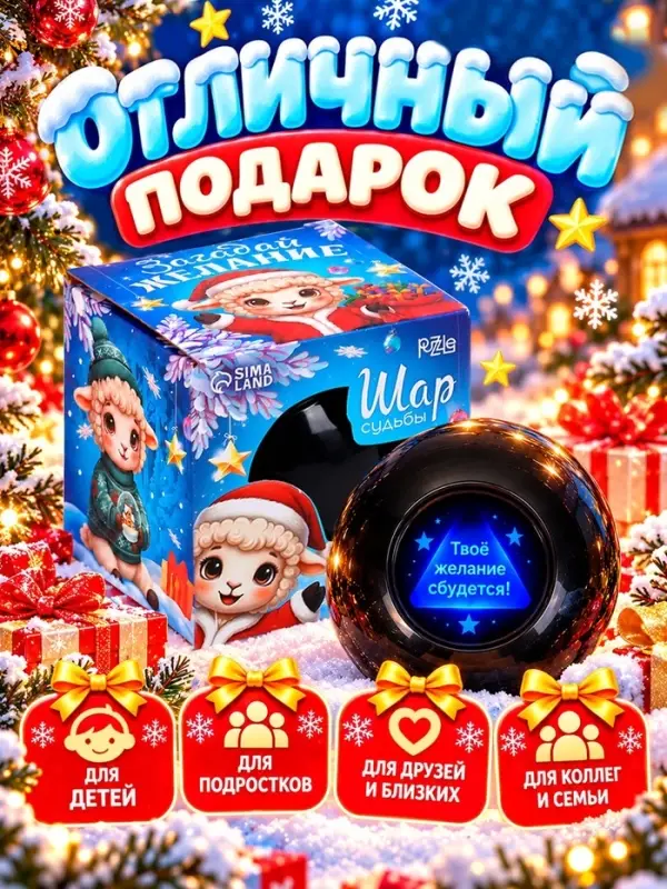 Шар желаний Puzzle &laquo;Загадай желание с Овечкой&raquo;, 7 см