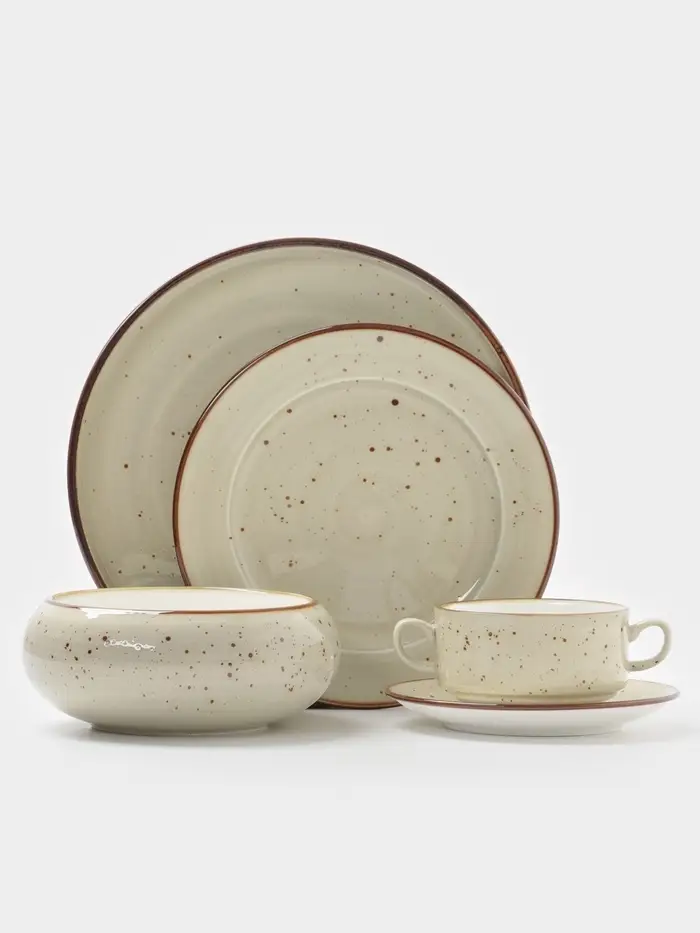 Бульонница с блюдцем Magistro Mediterana, 270 мл, фарфор, бежевая