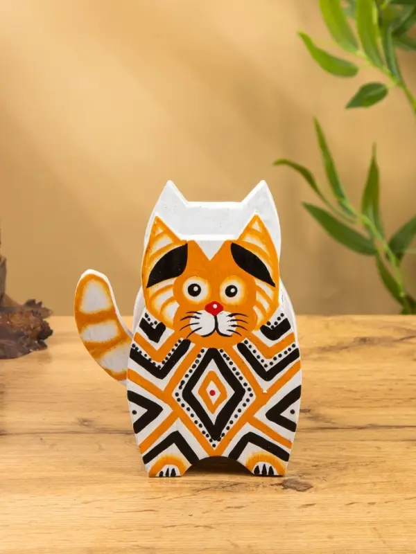 Подставка под ручки &laquo;Котик&raquo;, 12&times;8&times;15 см, дерево албезия