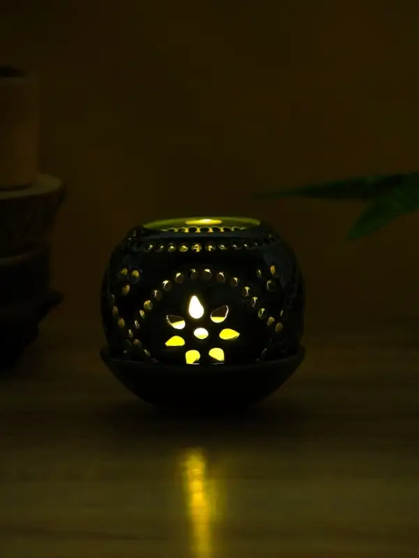 Аромалампа "Магнолия" керамика, цв. зелёный, 10х10х9 см