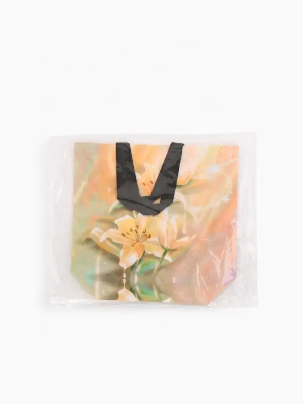 Сумка хозяйственная без застёжки, с цветочным принтом, 32&times;10&times;26 см, бежевая