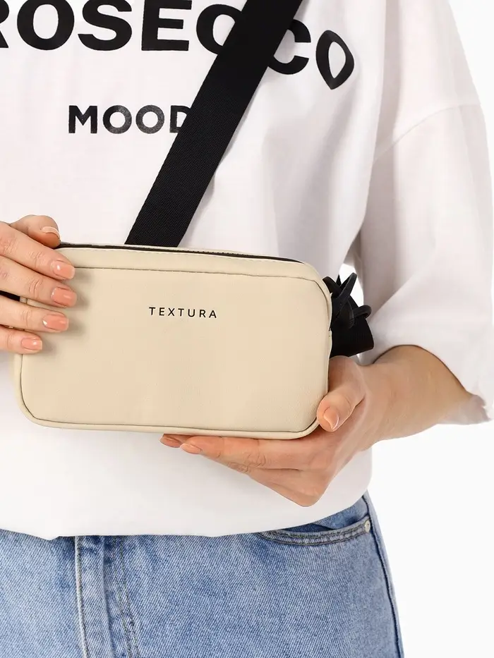 Сумка женская кросс-боди TEXTURA на молнии, 19&times;6&times;10.5 см, бежевая