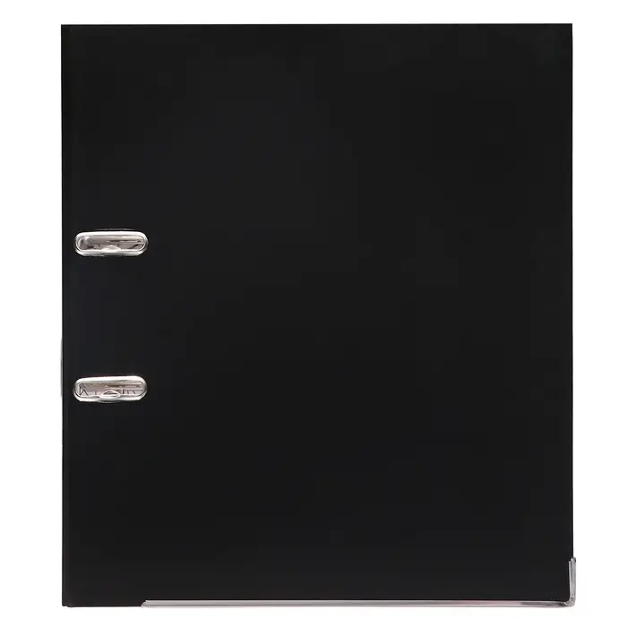 Папка-регистратор А4, 75 мм, ПВХ, тиснение &laquo;лён&raquo;, металлическая окантовка, карман на корешок, собранная, черная, микс