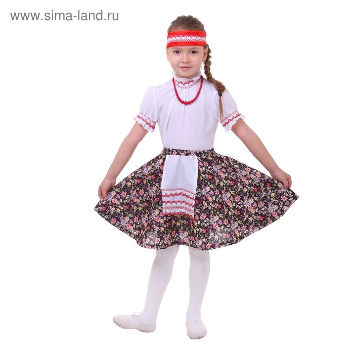 Русский народный костюм «Настенька», блузка, юбка с фартуком, р. 32, рост 122-128 см