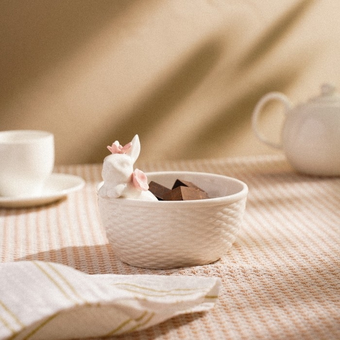 Конфетница SL Home «Лесные кролики», 13×10,7 см, цвет белый