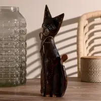 Сувенир дерево "Кошка с бабочкой на шейке"30 см