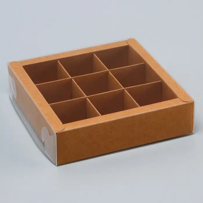 Коробка для 9 конфет, 13.7×13.7×3.5 см Коробка для 9 конфет, 13.7×13.7×3.5 см
