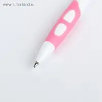 Ручка шариковая, 0.5 мм, стержень синий, корпус белый с резиновым держателем, МИКС