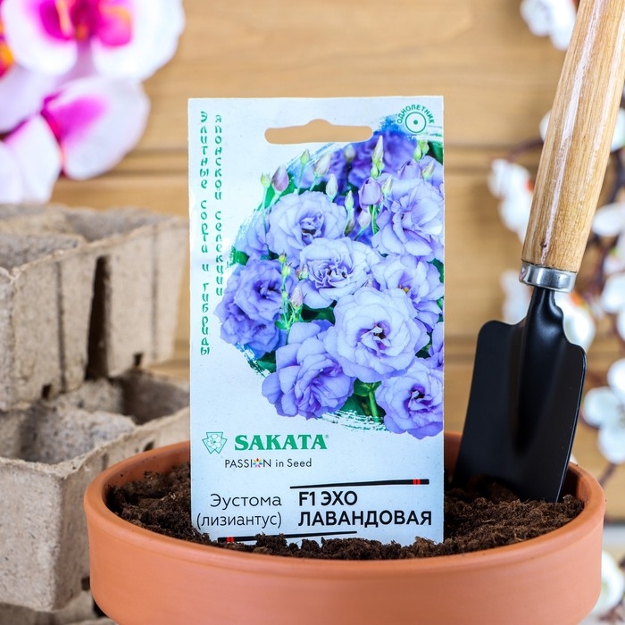 Семена цветов Эустома  Семена цветов Эустома "Эхо" лавандовая F1, гранулы, пробирка, О, ц/п, 4 шт.