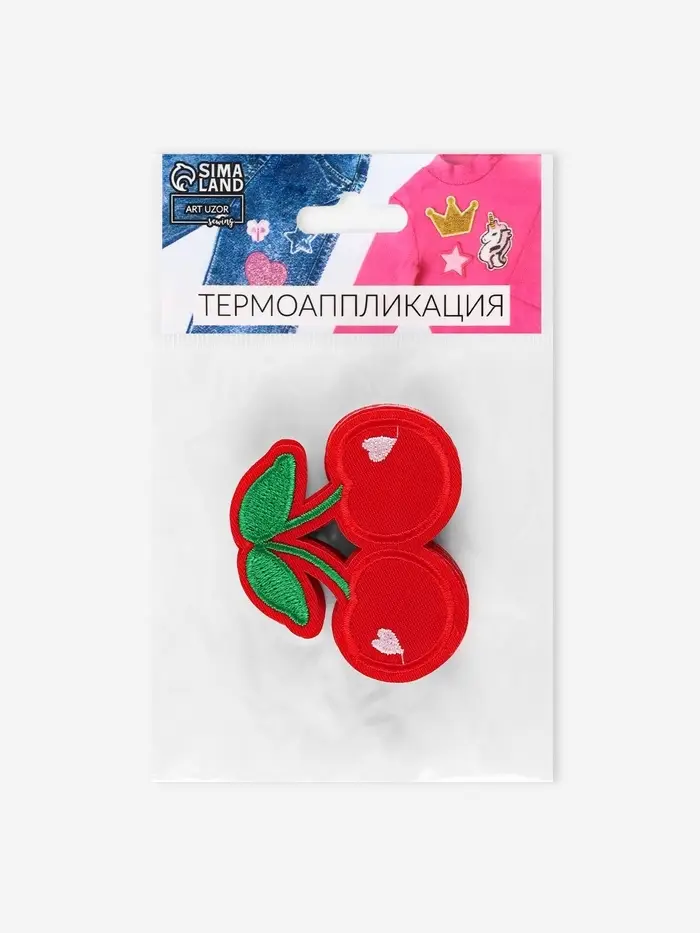 Термоаппликация «Вишня», 6×5 см, красная