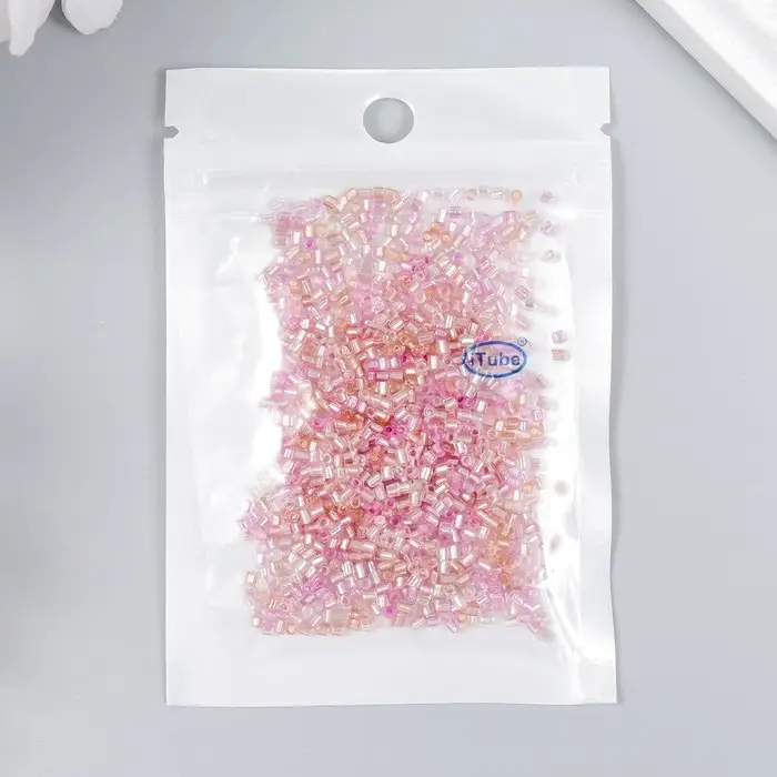 Бисер стекло 12/0  Бисер стекло 12/0 "Цилиндр. Розовый меланж" 10 гр