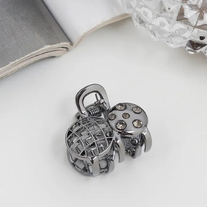 Крабик для волос &laquo;Оливия&raquo;, вишенки, 2.5 см, чёрный