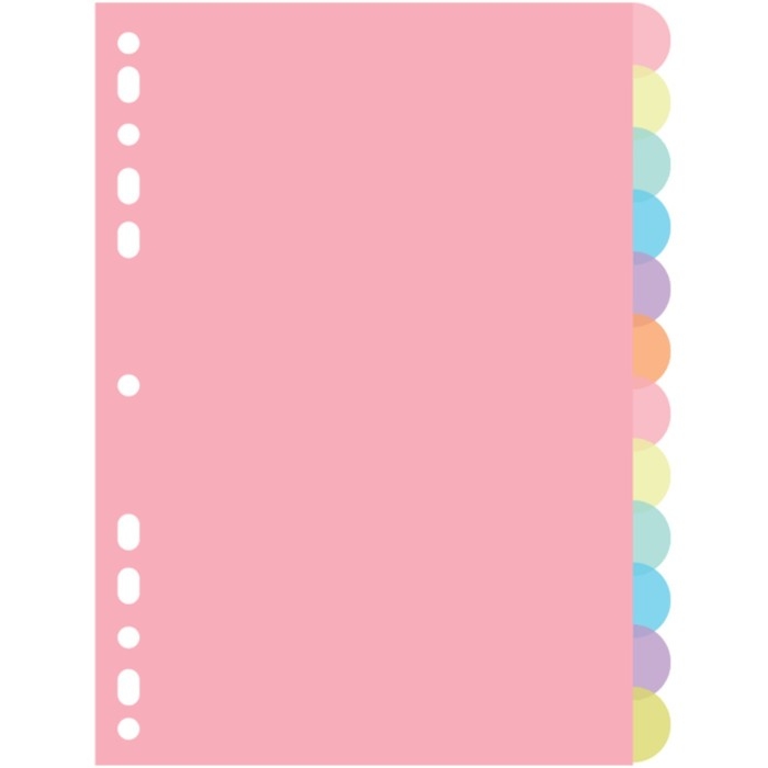 Разделитель листов A5 (210 x 165 мм) цветовой, 12 листов, Разделитель листов A5 (210 x 165 мм) цветовой, 12 листов, "deVENTE. Pastel" полипропилен 140 мкм, индивидуальная упаковка