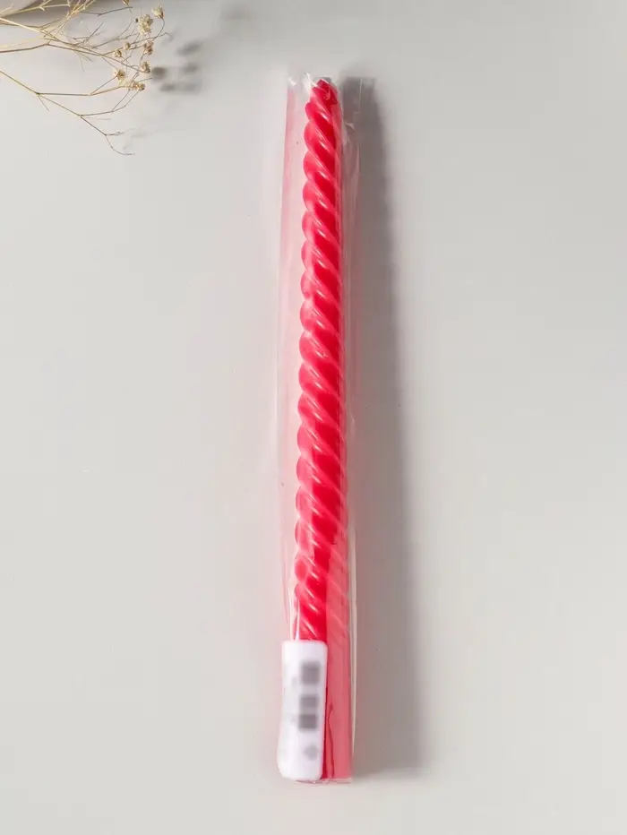 Свеча витая 25 см, 57 г, 5 ч, красный