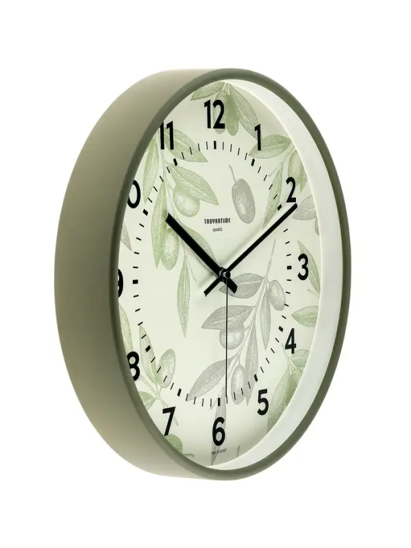 Часы настенные классические &laquo;Цветы&raquo;, d=30.5 см, зелёные