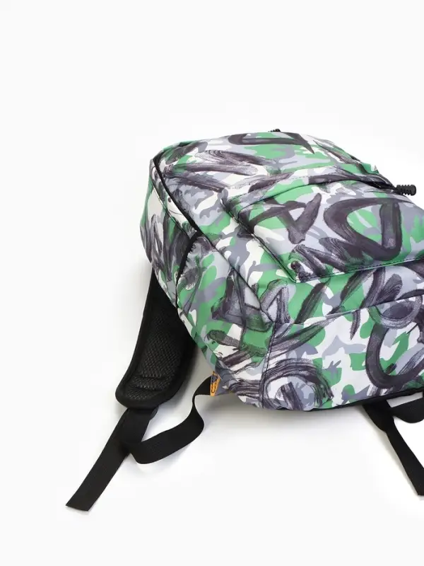 Рюкзак школьный на молнии, с карманами, с абстрактным принтом, размер 30&times;13&times;42 см, зелёный