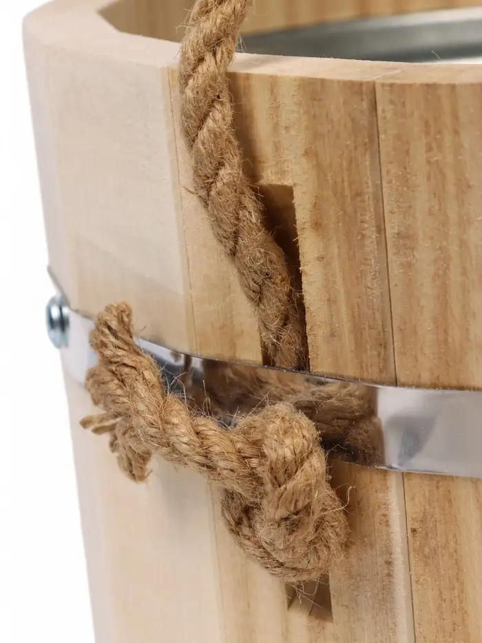 Ведро для бани и сауны, 7 л, липа, оцинкованная вставка, ручка - верёвка, &laquo;Добропаровъ&raquo;