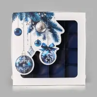 Коробка для 16 конфет &laquo;Синие шары&raquo;, 18,9 х 18,9 х 3,8 см