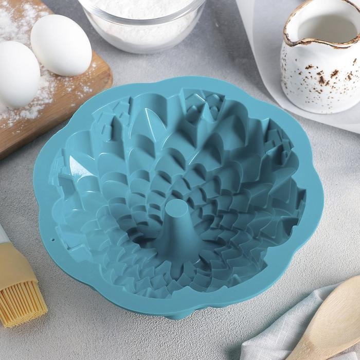 Форма для выпечки Доляна «Хризантема», силикон, 22×7,5 см, цвет МИКС