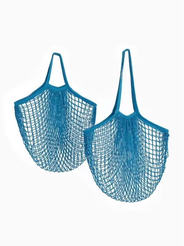 Набор 2 шт.: сумка-авоська плетёная, клетка 1.5 см, синяя