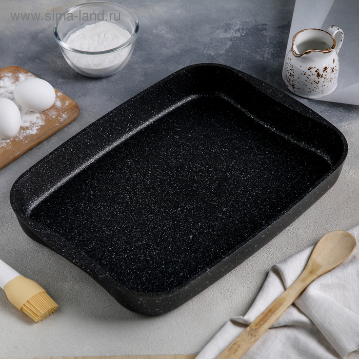 Противень, 40×29,5×5 см, антипригарное покрытие, цвет тёмный мрамор Противень, 40×29,5×5 см, антипригарное покрытие, цвет тёмный мрамор