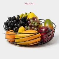 Фруктовница Доляна &laquo;Гипноз&raquo;, 30&times;30&times;8.5 см, чёрная