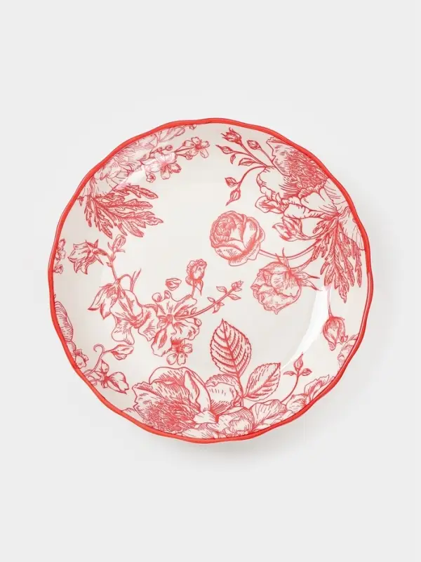 Тарелка Botanica, d=18.5 см, фарфор, белая, красная Тарелка Botanica, d=18.5 см, фарфор, белая, красная