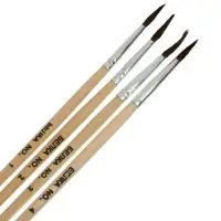 Набор кистей для рисования, белка, 4 штуки: № 1, 2, 3, 4, круглые, деревянная ручка, международный размер
