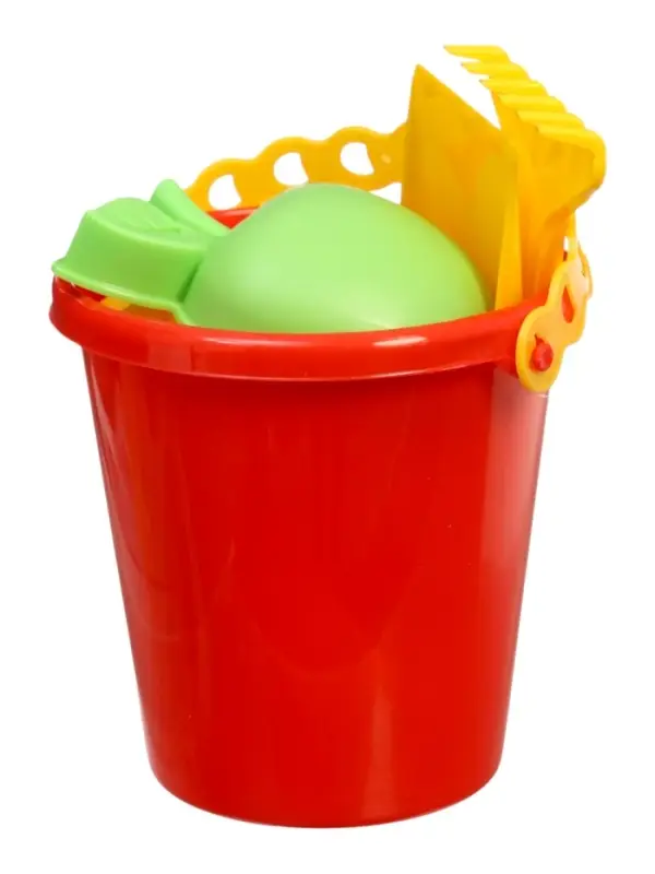 Набор для игры в песке (Ведро 1л, 4 формочки фрукты-ягоды, грабельки и лопатка)