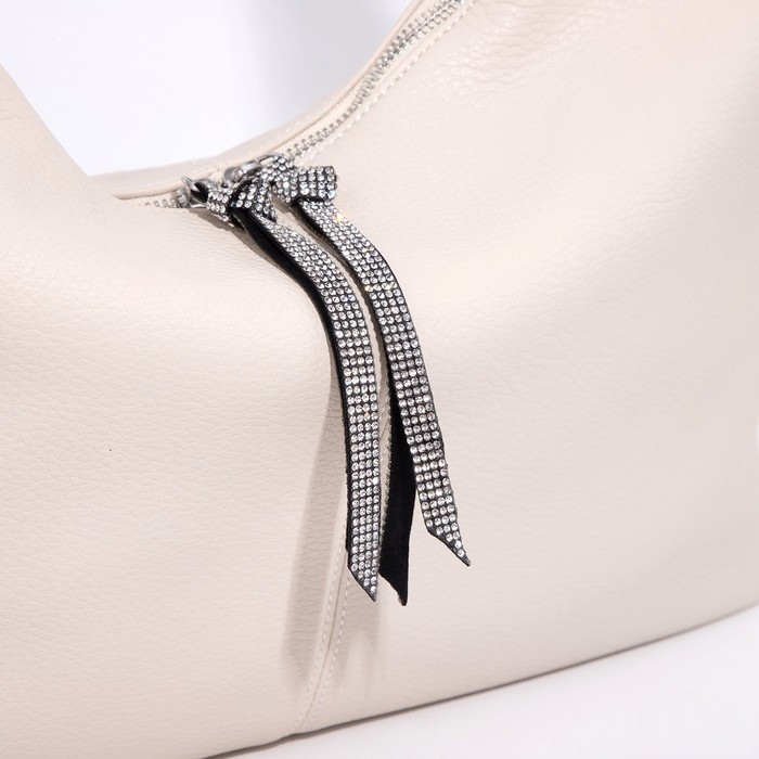 Сумка-хобо на молнии, цвет белый Сумка-хобо на молнии, цвет белый