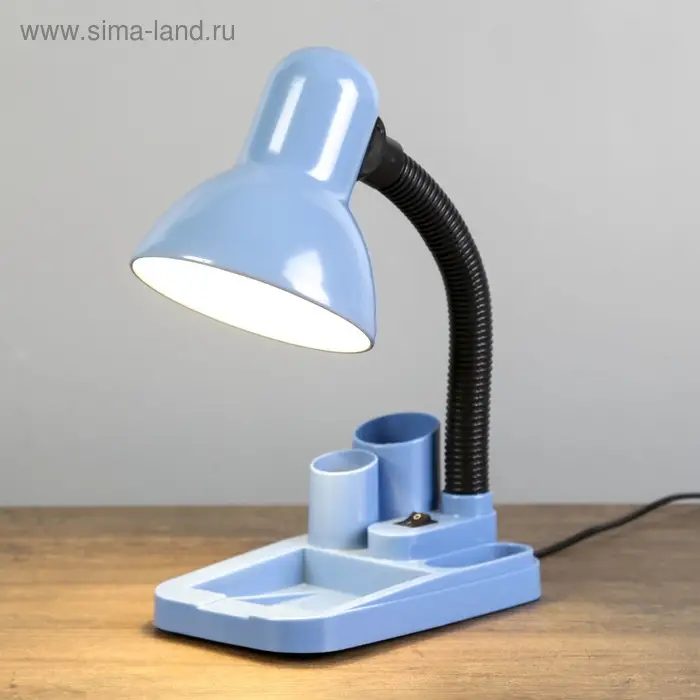 Лампа настольная RISALUX &laquo;Мудрец&raquo;, органайзер, Е27, 40 Вт, синяя, 18&times;11.5&times;33 см