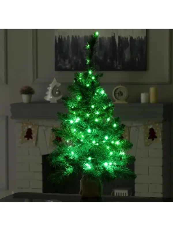 Гирлянда &laquo;Нить&raquo; 10 м, роса, IP20, серебристая нить, 100 LED, пульт ДУ, свечение RGB, USB