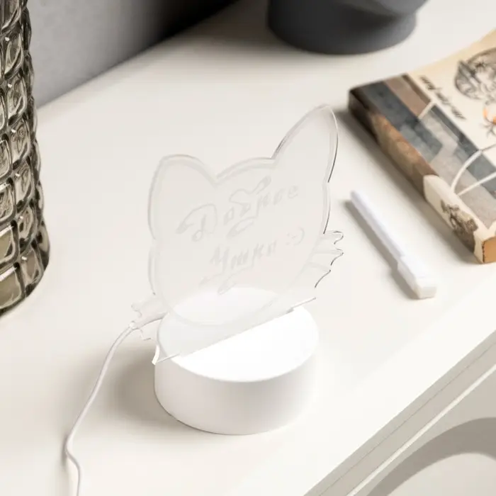 Ночник с маркером для заметок, кот, 13.5&times;15.5&times;8.5 см, 5 LED, USB, свечение тёплое белое