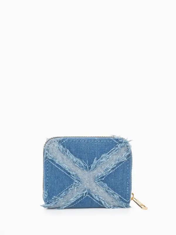 Кошелёк женский на молнии 8.5&times;2&times;11 см, джинсовый, голубой