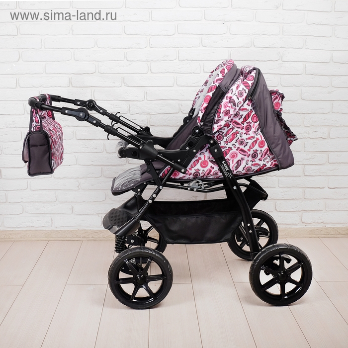 Коляска-трансформер «Гном», пластиковые колёса, оттенки розового, рисунок МИКС Коляска-трансформер «Гном», пластиковые колёса, оттенки розового, рисунок МИКС