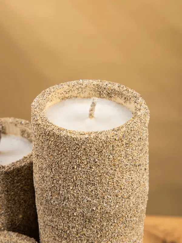 Свеча в бамбуке тройная, 15×15×30 см, 100 мл, песочная