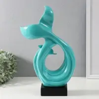 Фигурка керамика &laquo;Абстракция. Морские дельфины&raquo;, бирюзовый, 9&times;18&times;40 см