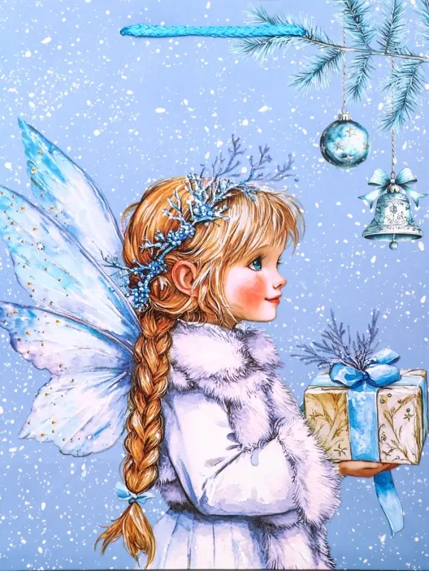 Пакет подарочный новогодний ламинированный, «Новогодний ангел» , 26×12×32 см