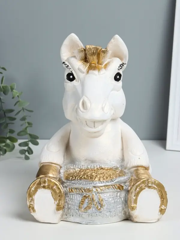 Копилка Копилка "Конь с мешком" 28х22х22 см, белый с золотом