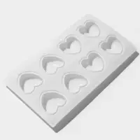 Форма для муссовых десертов и выпечки KONFINETTA &laquo;Сердца&raquo;, 30&times;17.5&times;3 см, 8 ячеек (6.2&times;6 см), силикон, белая