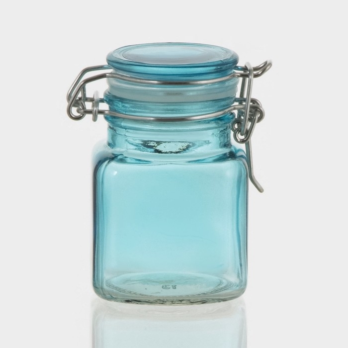 Банка стеклянная для хранения сыпучих продуктов «Квадрат», 100 мл, 5,5×8 см, с бугельным замком, цвет МИКС Банка стеклянная для хранения сыпучих продуктов «Квадрат», 100 мл, 5,5×8 см, с бугельным замком, цвет МИКС