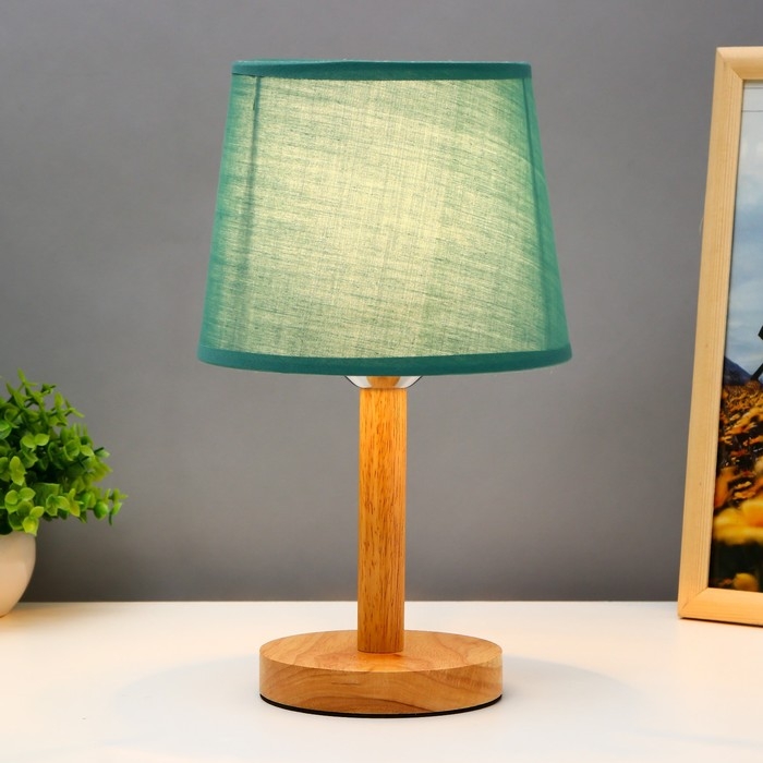 Лампа настольная "Эко" 1х40Вт Е27 светлое дерево-зеленый 18х18х29,5 см RISALUX
