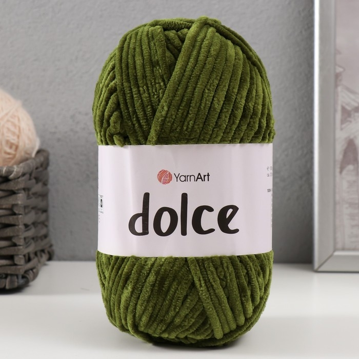 Пряжа  Пряжа "Dolce" 100% микрополиэстер 120м/100гр (772 т. хаки)