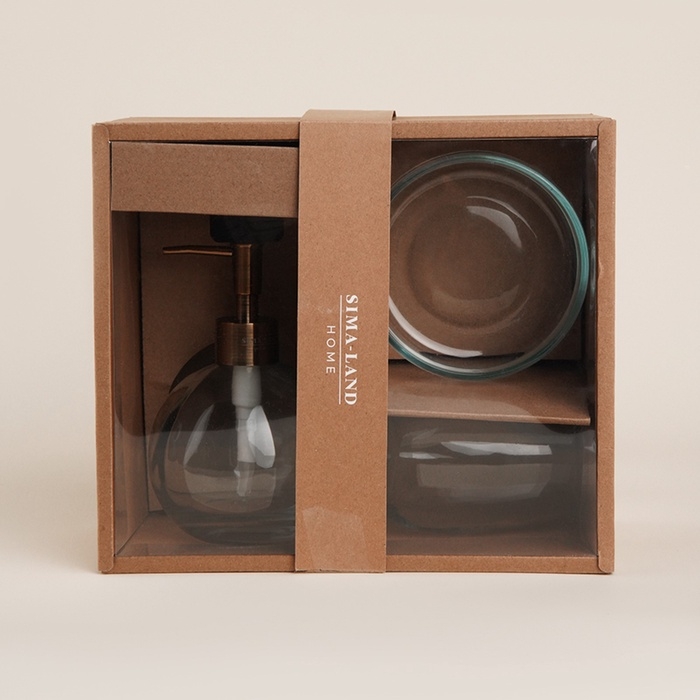 Аксессуары для ванной SL Home, 3 предмета: дозатор, мыльница, стакан Аксессуары для ванной SL Home, 3 предмета: дозатор, мыльница, стакан