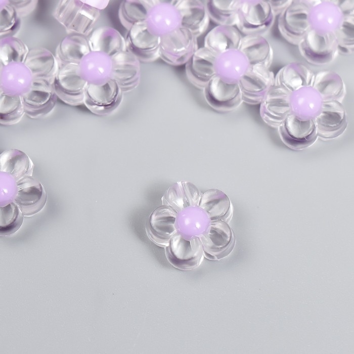 Бусины пластик Бусины пластик "Цветок с фиолетовой серединкой" глянец 20 гр 0,6х1,2х1,2 см
