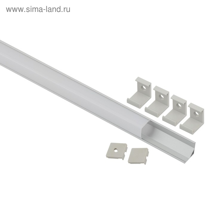 Алюминиевый профиль угловой ЭРА, 2 м, 16x16 мм, матовый квадратный расс., крепление Алюминиевый профиль угловой ЭРА, 2 м, 16x16 мм, матовый квадратный расс., крепление