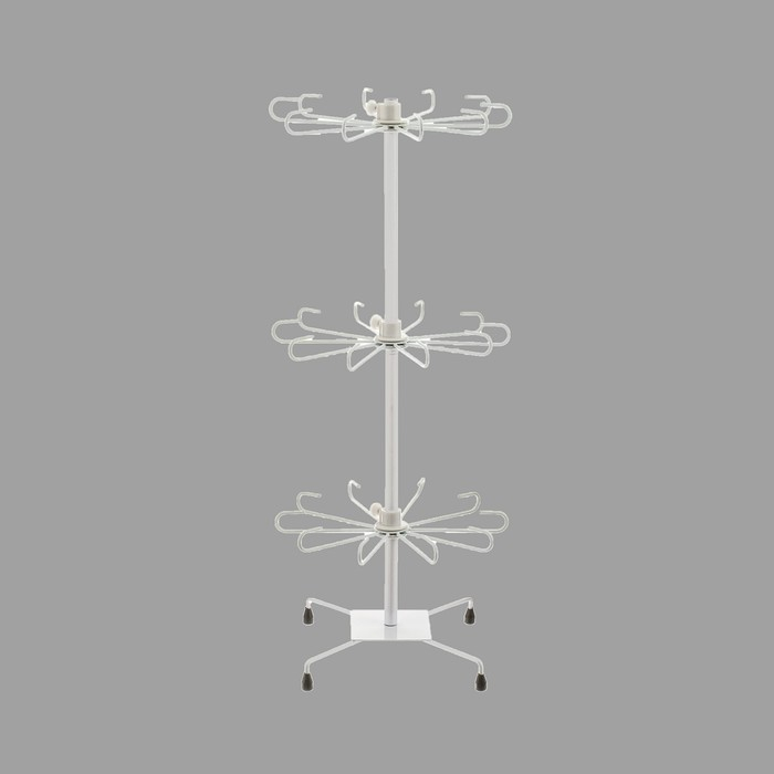 Вертушка, 3 яруса по 10 крючков, 27×65, цвет белый Вертушка, 3 яруса по 10 крючков, 27×65, цвет белый